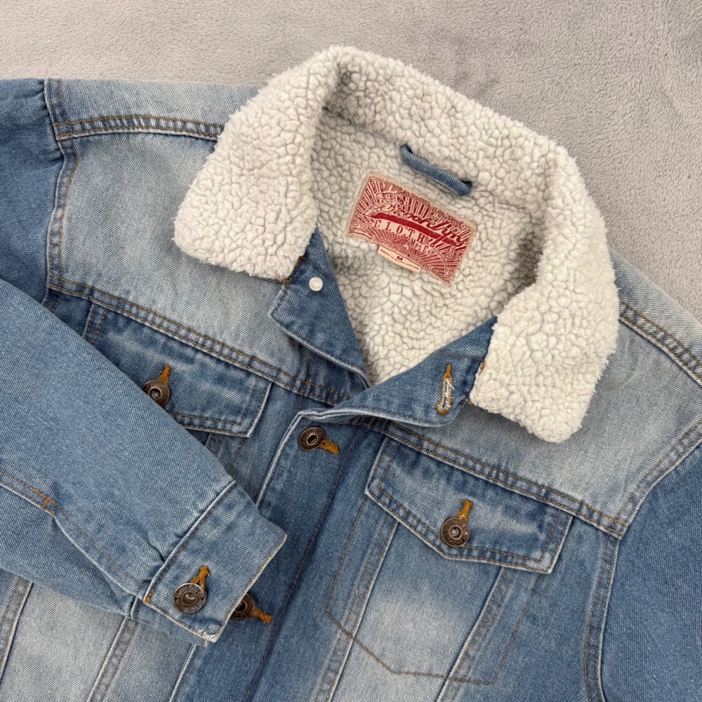 Brooklyn Cloth Co‎ Sherpa Lined Denim Jacket Mens Blue Jean Trucker Size M